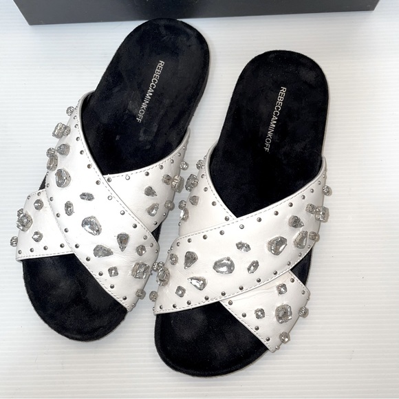 Rebecca Minkoff Theo Jewel White Slide Sandal - Picture 11 of 11